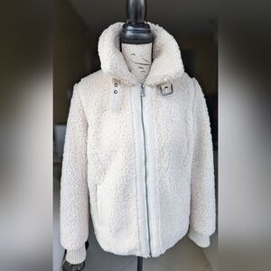 BANANA REPUBLIC Women's Ivory Sherpa Bomber Jacket Coat Size Small
